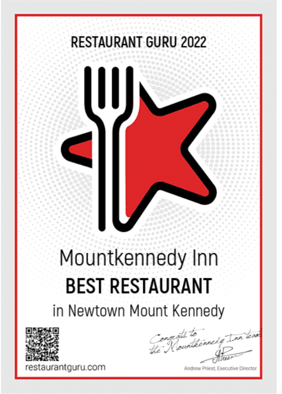 Restaurant Guru food award